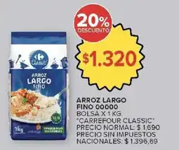 Carrefour Carrefour classic arroz largo fino 00000 bolsa oferta