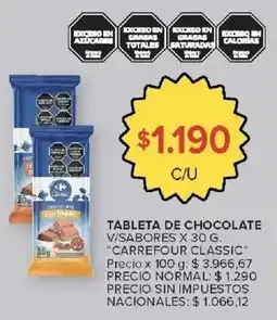 Carrefour Carrefour classic tableta de chocolate v/sabores oferta