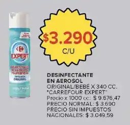 Carrefour Carrefour expert desinfectante en aerosol original/bebé oferta