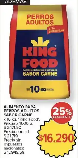 Carrefour King food alimento para perros adultos sabor carne oferta