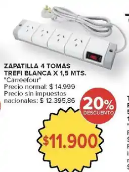 Carrefour Carreefour zapatilla 4 tomas trefi blanca oferta
