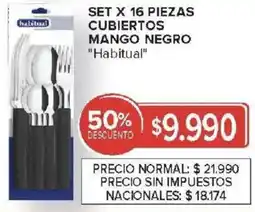 Carrefour Habitual cubiertos mango negro oferta