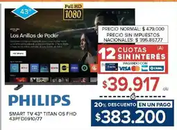 Carrefour Philips smart tv 43" titan os fhd oferta