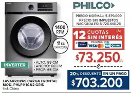 Carrefour Philco lavarropas carga frontal oferta