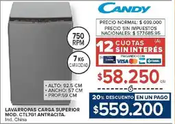 Carrefour Candy lavarropas carga superior oferta