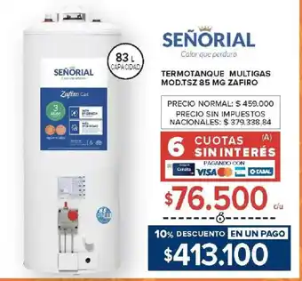 Señorial termotanque multigas