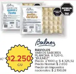 Carrefour Bulnez ravioles varios sabores plancha oferta