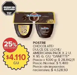 Carrefour Danette postre chocolate/ dulce de leche/ americana pack oferta