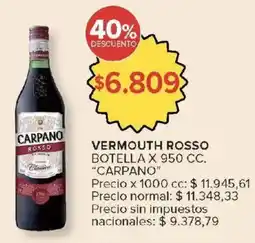 Carrefour Carpano vermouth rosso botella oferta