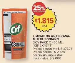 Carrefour Cif expert limpiador antigrasa/ multiuso/baño doy pack oferta