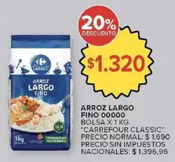 Carrefour Carrefour classic arroz largo fino 00000 bolsa oferta