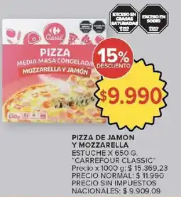 Carrefour Carrefour classic pizza de jamón y mozzarella estuche oferta