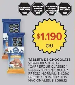 Carrefour Carrefour classic tableta de chocolate v/sabores oferta
