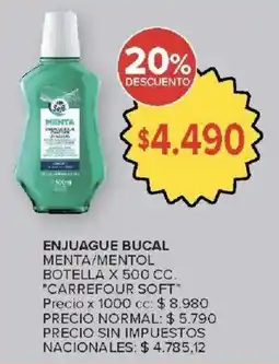 Carrefour Carrefour soft enjuague bucal menta/mentol botella oferta