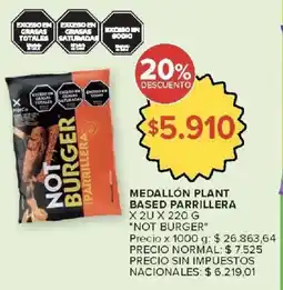 Carrefour Not burger medallón plant based parrillera oferta