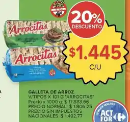 Carrefour Arrocitas galleta de arroz v/tipos oferta