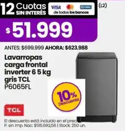 Changomas Tcl lavarropas carga frontal inverter oferta
