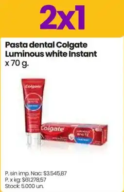 Changomas Colgate pasta dental luminous white instant oferta