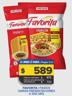 Carrefour Favorita fideos varias presentaciones oferta