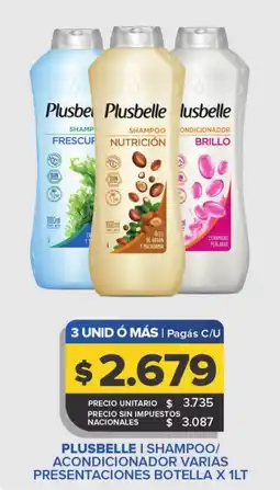 Carrefour Plusbelle shampoo/ acondicionador varias presentaciones botella oferta