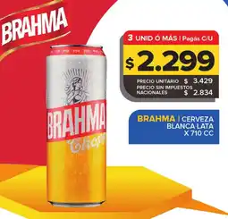 Carrefour Brahma cerveza blanca lata oferta
