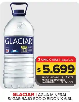 Carrefour Glaciar agua mineral s/gas bajo sodio bidon oferta