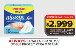 Carrefour Always toalla fem suave doble protec xtra oferta