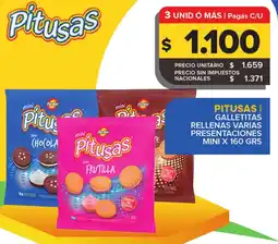 Carrefour Pitusas galletitas rellenas varias presentaciones mini oferta