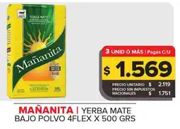 Carrefour Mañanita yerba mate bajo polvo 4flex oferta