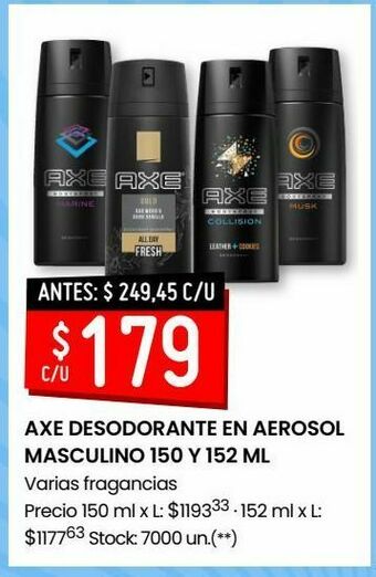 Changomas Axe desodorante en aerosol masculino 150 y 152 ml oferta
