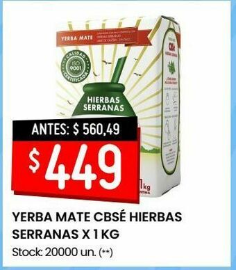 Changomas Yerba mate cbsé hierbas serranas x 1 kg oferta