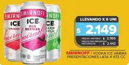 Carrefour Smirnoff vodka ice varias presentaciones lata oferta