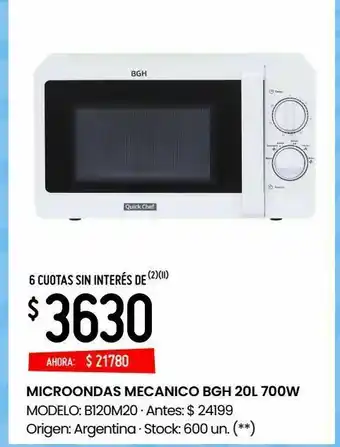 Changomas Microondas quick chef 20l 700w oferta