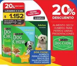 Carrefour Purina dog chow alimento perros humedo pavo/r.peq salm/cachorro pouch oferta