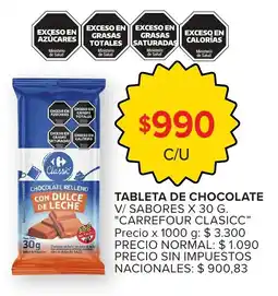 Carrefour Carrefour clasicc tableta de chocolate v/ sabores oferta