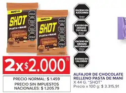Carrefour Shot alfajor de chocolate relleno pasta de maní oferta