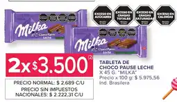 Carrefour Milka tableta de choco pause leche oferta