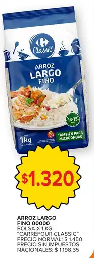 Carrefour Carrefour classic arroz largo fino 00000 bolsa oferta