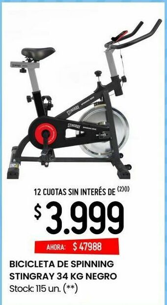 Walmart Bicicleta de spinning stingray 34 kg negro oferta