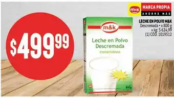 Makro Leche en polvo m&k descremada 800g oferta
