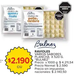 Carrefour Bulnez ravioles varios sabores plancha oferta
