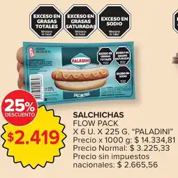 Carrefour Paladini salchichas flow pack oferta
