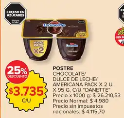 Carrefour Danette postre chocolate/ dulce de leche/ americana oferta