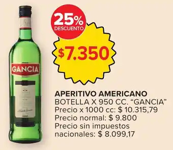 Carrefour Gancia aperitivo americano botella oferta