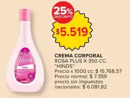Carrefour Hinds crema corporal rosa plus oferta