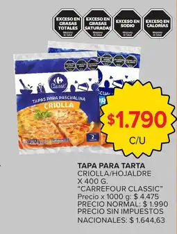 Carrefour Carrefour classic tapa para tarta criolla/hojaldre oferta