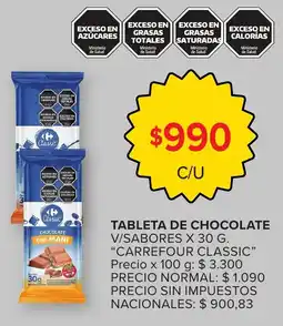 Carrefour Carrefour classic tableta de chocolate v/sabores oferta
