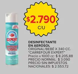 Carrefour Carrefour expert desinfectante en aerosol original/bebé oferta