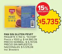 Carrefour Schar pan sin glúten pevet paquete oferta