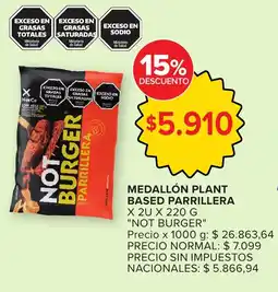 Carrefour Not burger medallón plant based parrillera oferta
